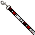 Load image into Gallery viewer, Dog Leash - I "HEART" ZOMBIES Black/White/Red Splatter
