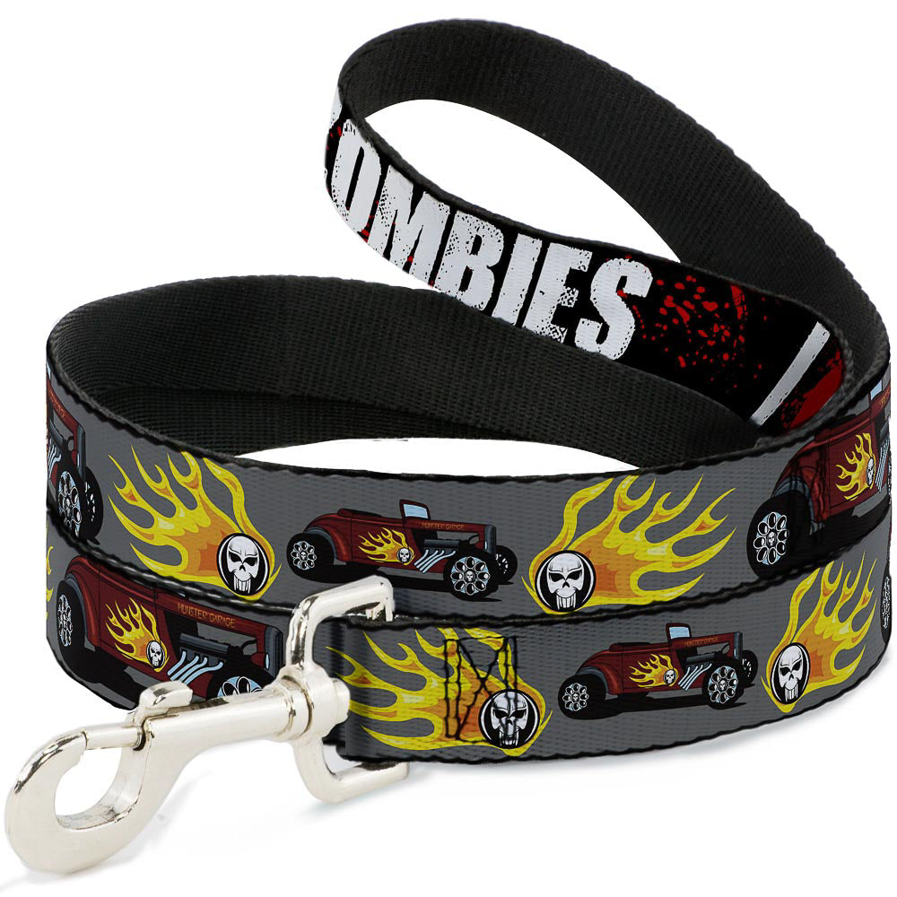 Dog Leash - I "HEART" ZOMBIES Black/White/Red Splatter