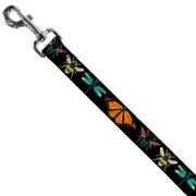 Dog Leash - Insects CLOSE-UP Black