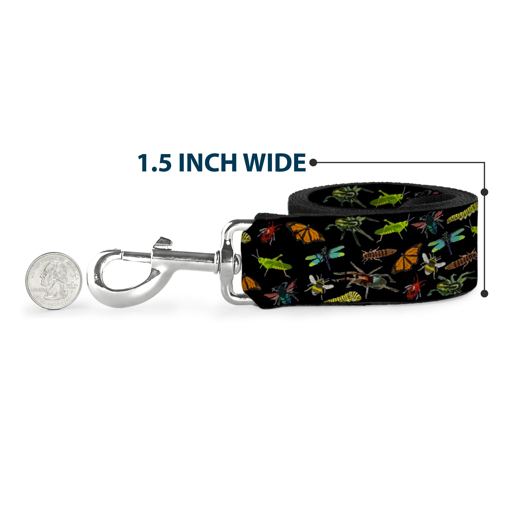 Dog Leash - Insects Scattered Black