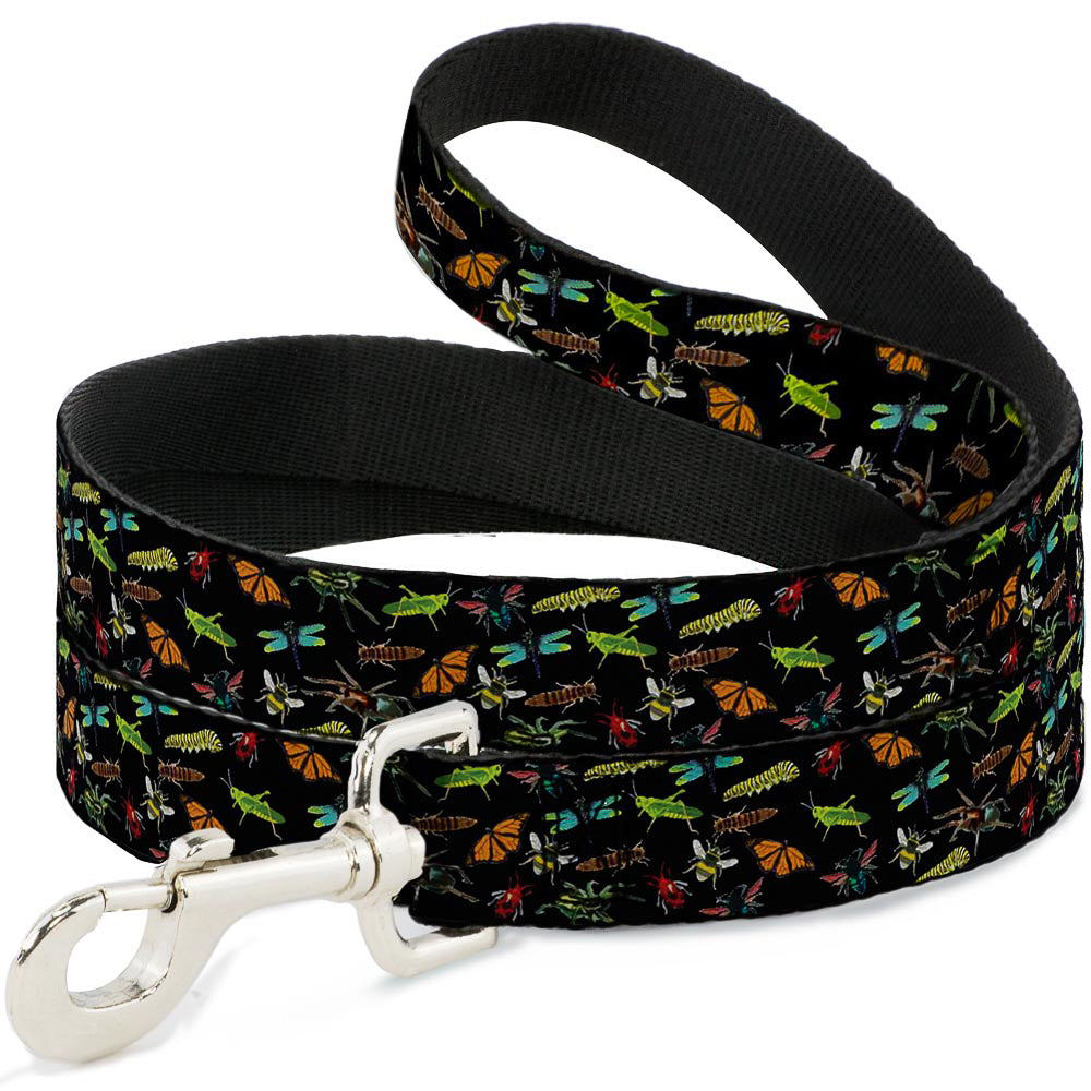 Dog Leash - Insects Scattered Black