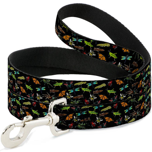Dog Leash - Insects Scattered Black