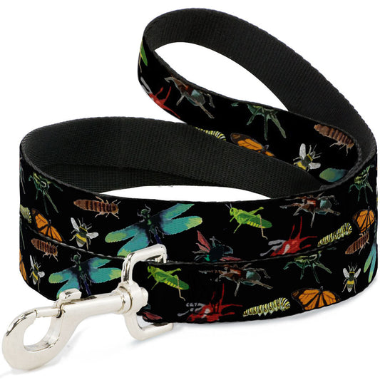 Dog Leash - Insects Scattered CLOSE-UP Black