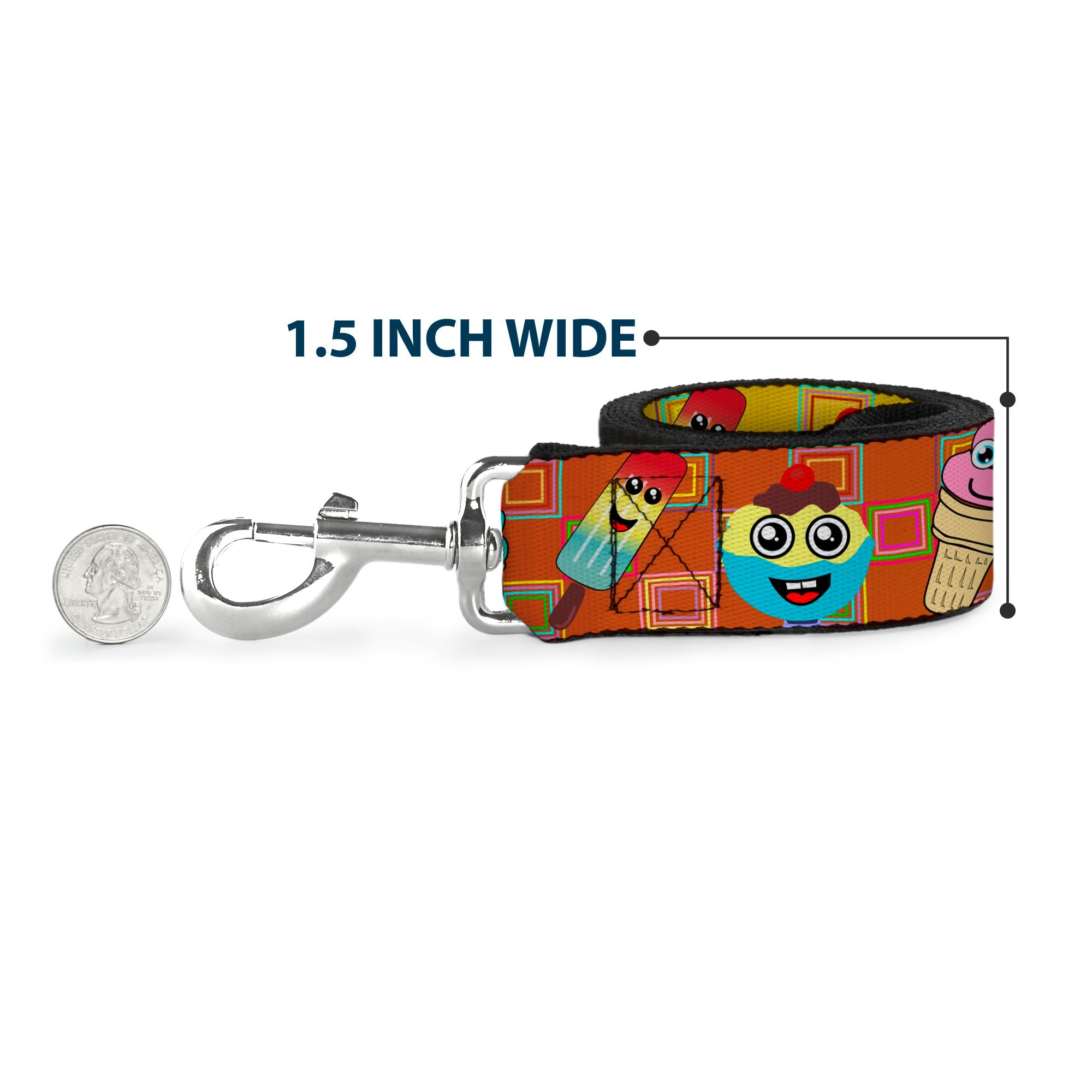 Dog Leash - Ice Cream Cone & Popsicle Expressions/Squares Multi Color