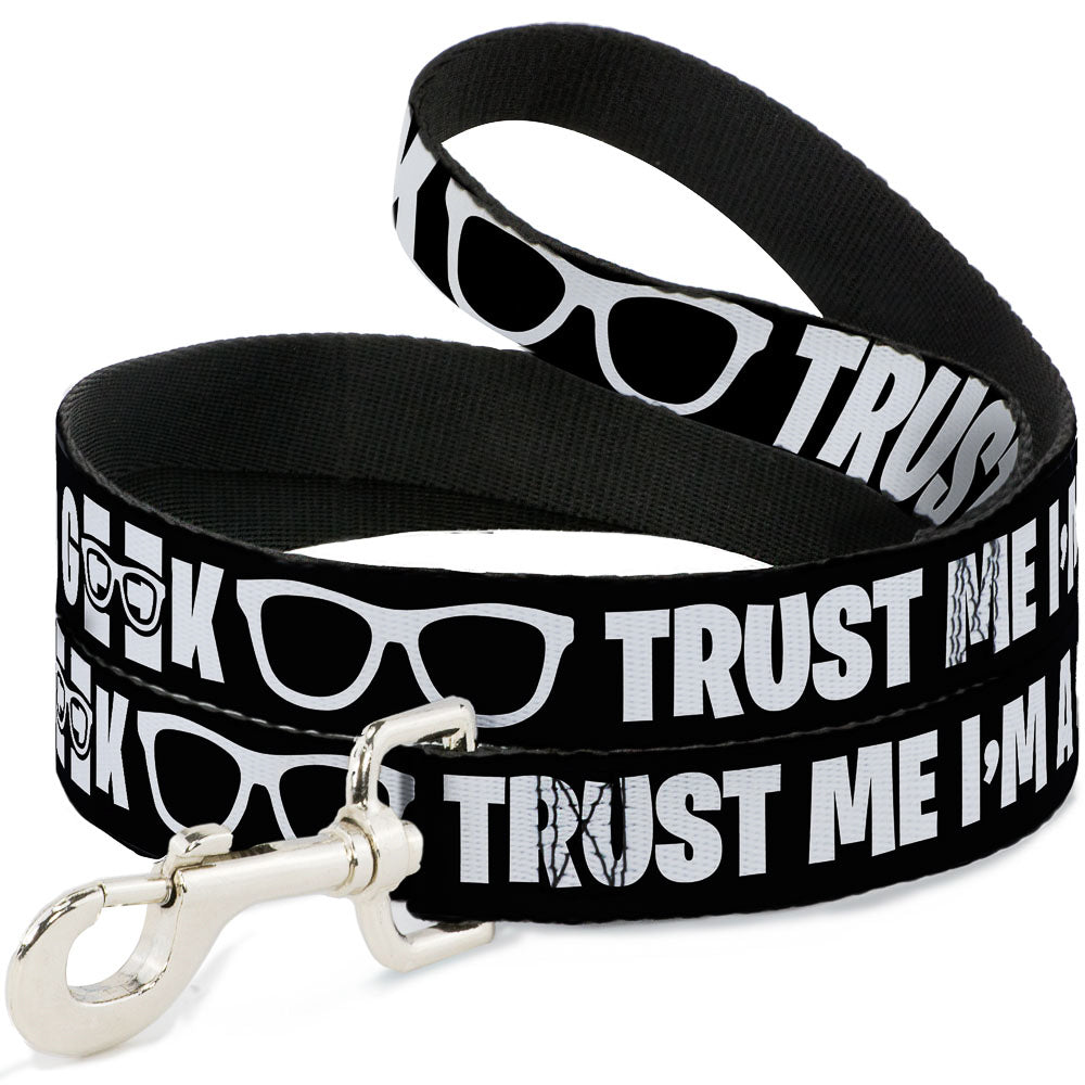 Dog Leash - I'M A GEEK/Glasses Black/White