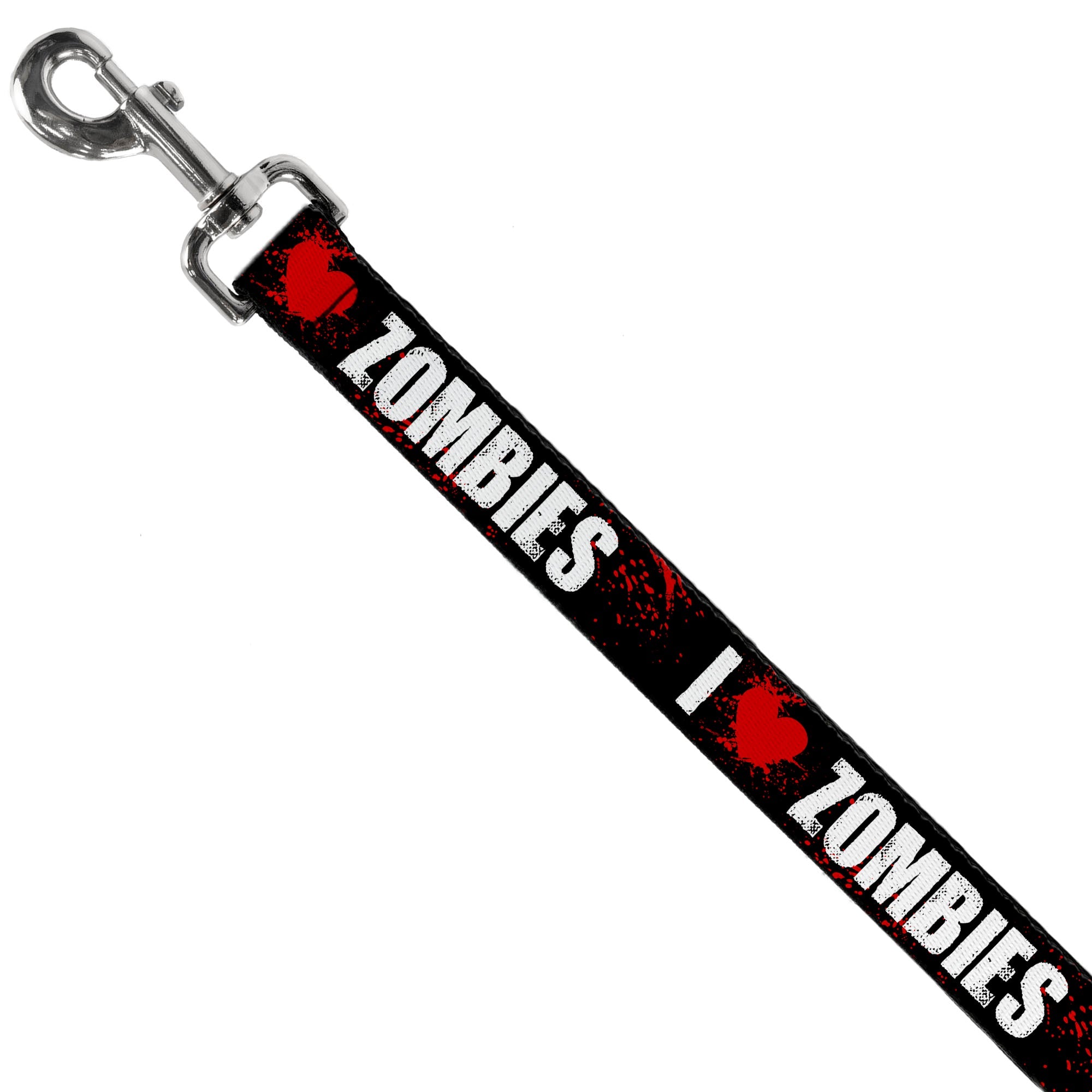 Dog Leash - I "Heart" ZOMBIES Bold Splatter Black/White/Red