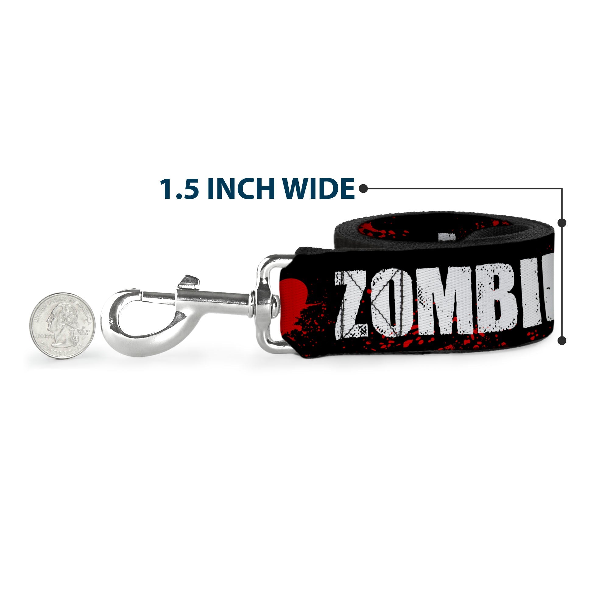 Dog Leash - I "Heart" ZOMBIES Bold Splatter Black/White/Red