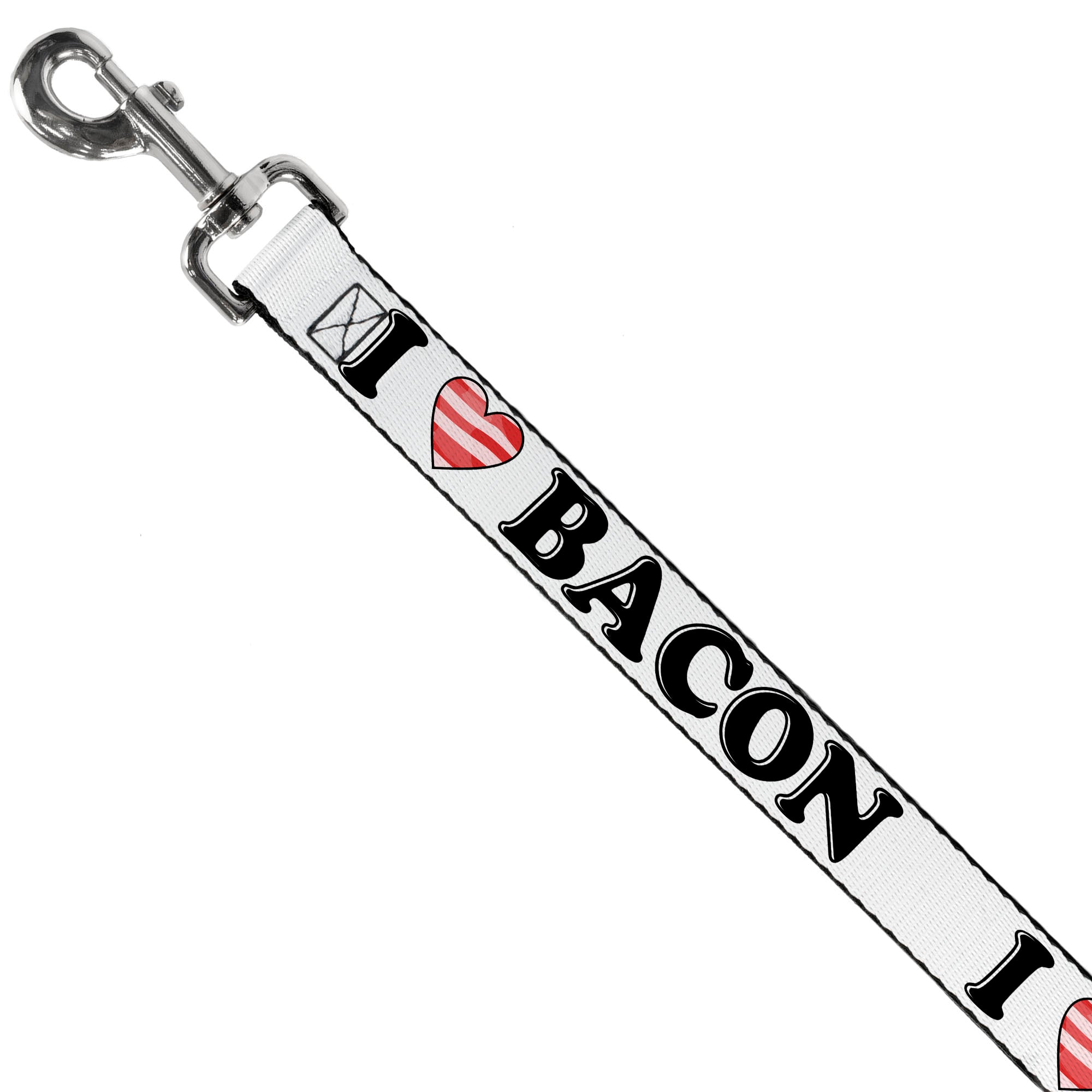 Dog Leash - I "Heart" BACON White/Black/Bacon