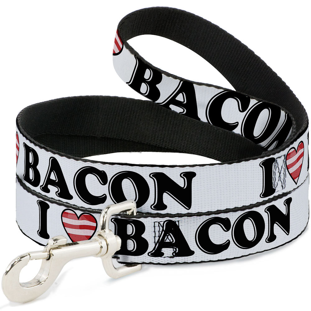 Dog Leash - I "Heart" BACON White/Black/Bacon