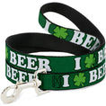 Load image into Gallery viewer, Buckle-Down Dog Leash - I "Clover" BEER/Clover Outlines Greens/White
