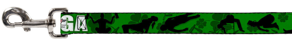 Buckle-Down Dog Leash - IRISH YOGA Poses/Clovers Greens/Black/White