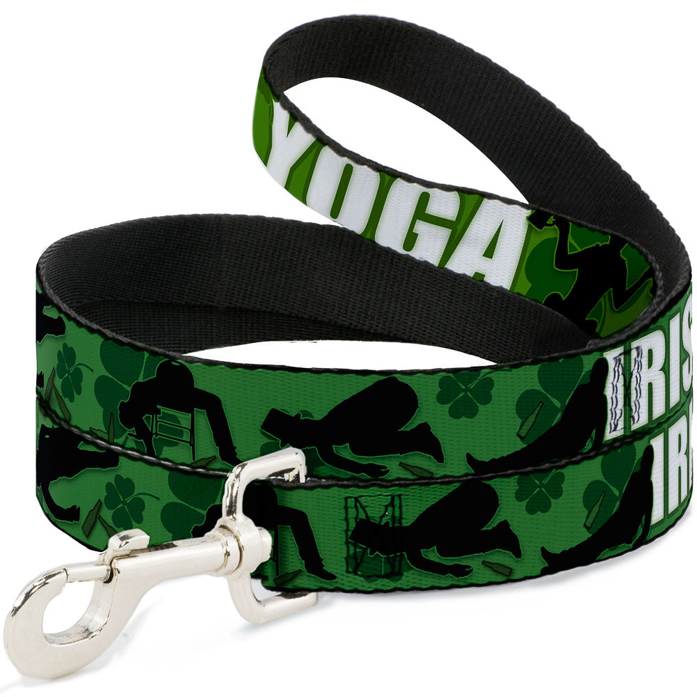 Buckle-Down Dog Leash - IRISH YOGA Poses/Clovers Greens/Black/White