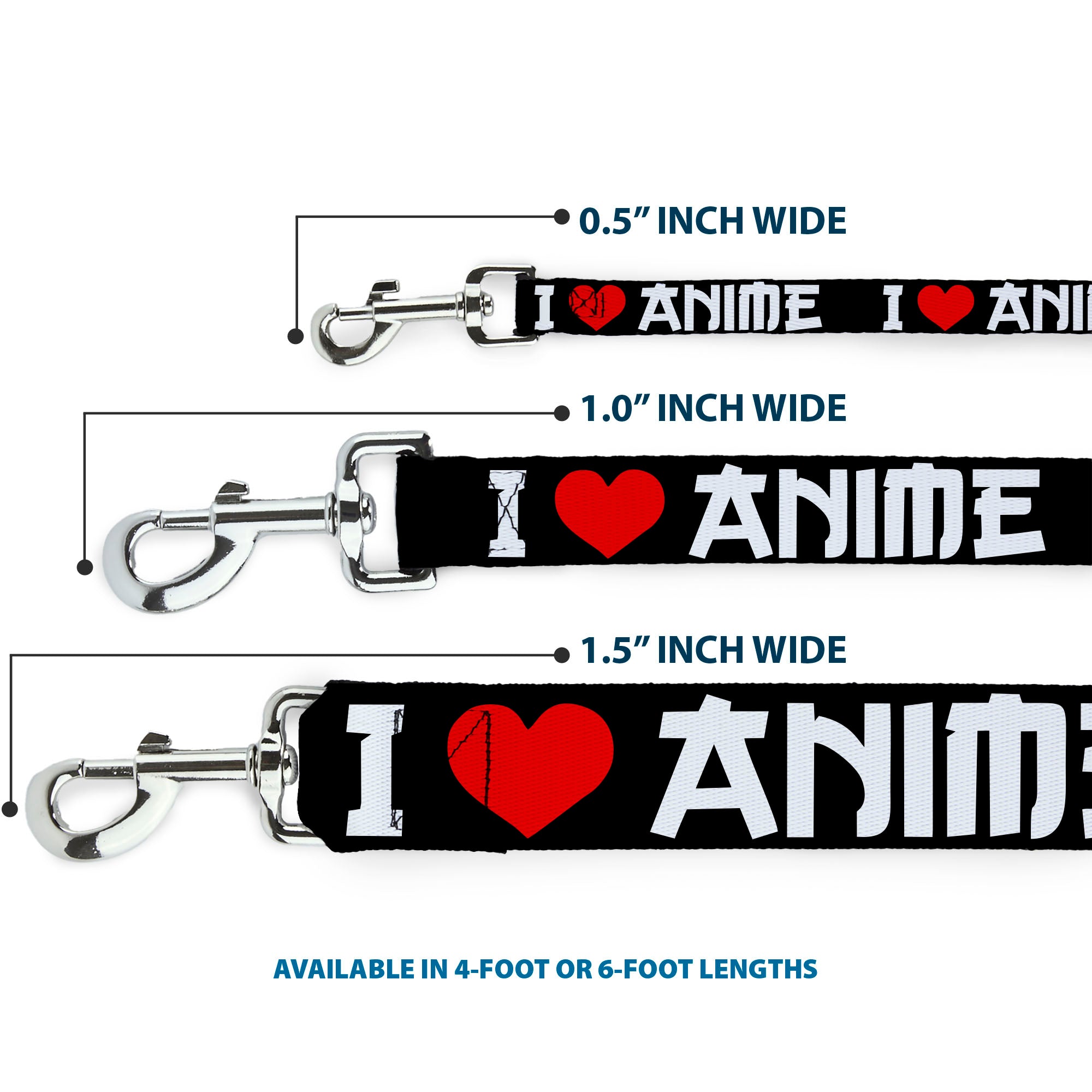Dog Leash - I "Heart" ANIME Bold Black/White/Red