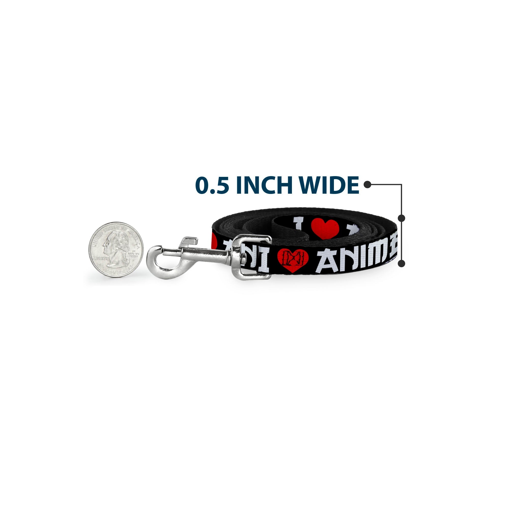 Dog Leash - I "Heart" ANIME Bold Black/White/Red