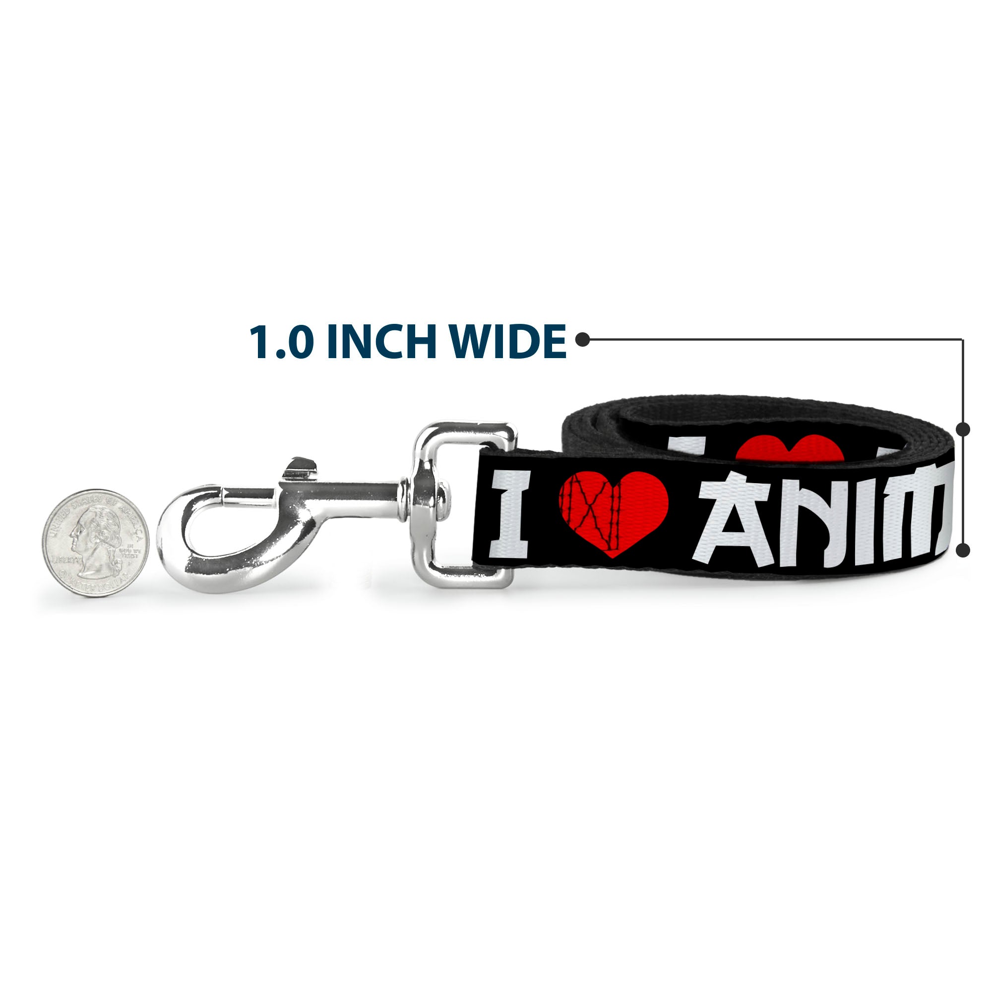 Dog Leash - I "Heart" ANIME Bold Black/White/Red