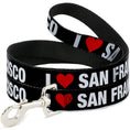 Load image into Gallery viewer, Dog Leash - I "HEART" SAN FRANCISCO Black/White/Red
