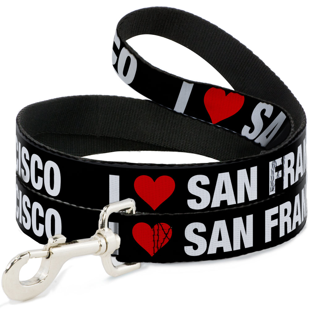 Dog Leash - I "HEART" SAN FRANCISCO Black/White/Red