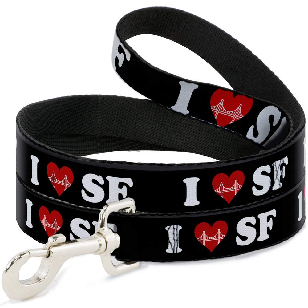 Dog Leash - I "HEART BRIDGE" SF Black/White/Red