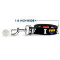 Load image into Gallery viewer, Dog Leash - I "HEART BRIDGE" SF Black/White/Rainbow
