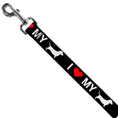 Load image into Gallery viewer, Dog Leash - I "HEART" MY "WIENER" Dog Silhouette Black/White/Red
