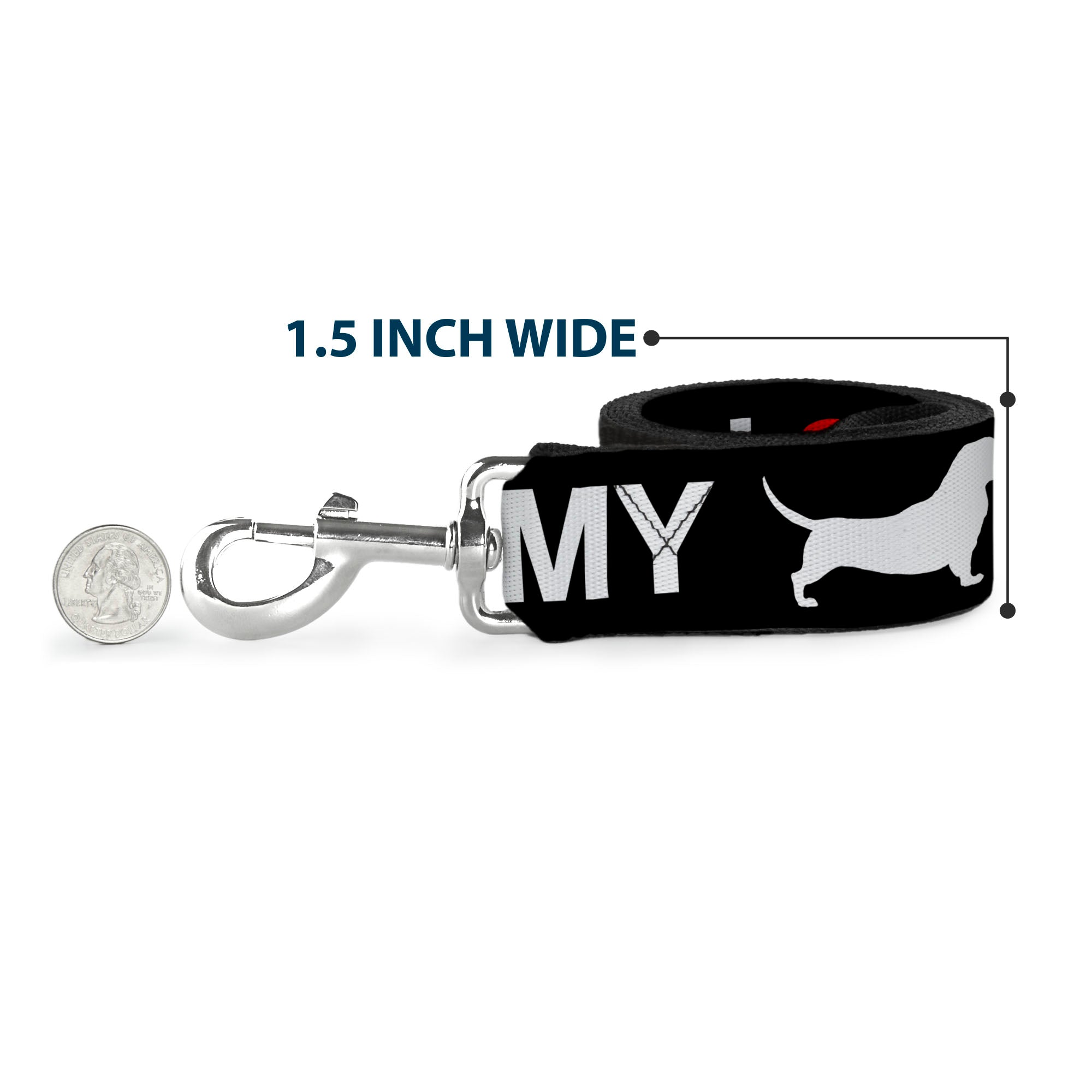 Dog Leash - I "HEART" MY "WIENER" Dog Silhouette Black/White/Red