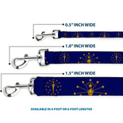 Dog Leash - Indiana Flag/Torch CLOSE-UP Navy Blue/Gold