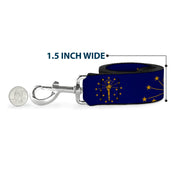 Dog Leash - Indiana Flag/Torch CLOSE-UP Navy Blue/Gold
