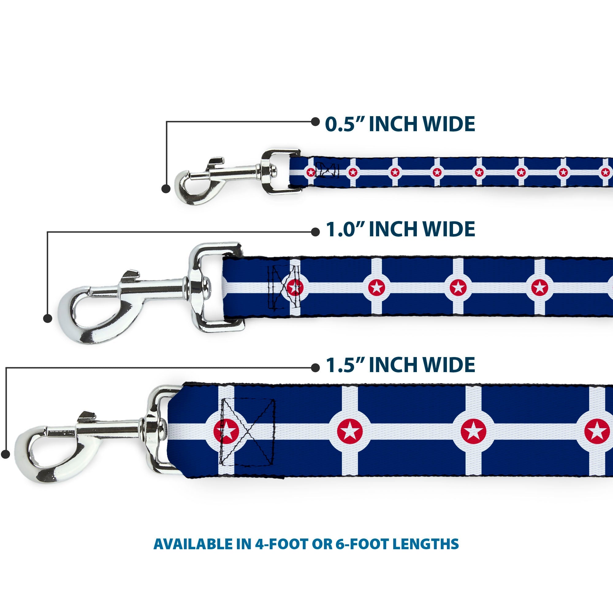 Dog Leash - Indianapolis Flag Navy Blue/White/Red