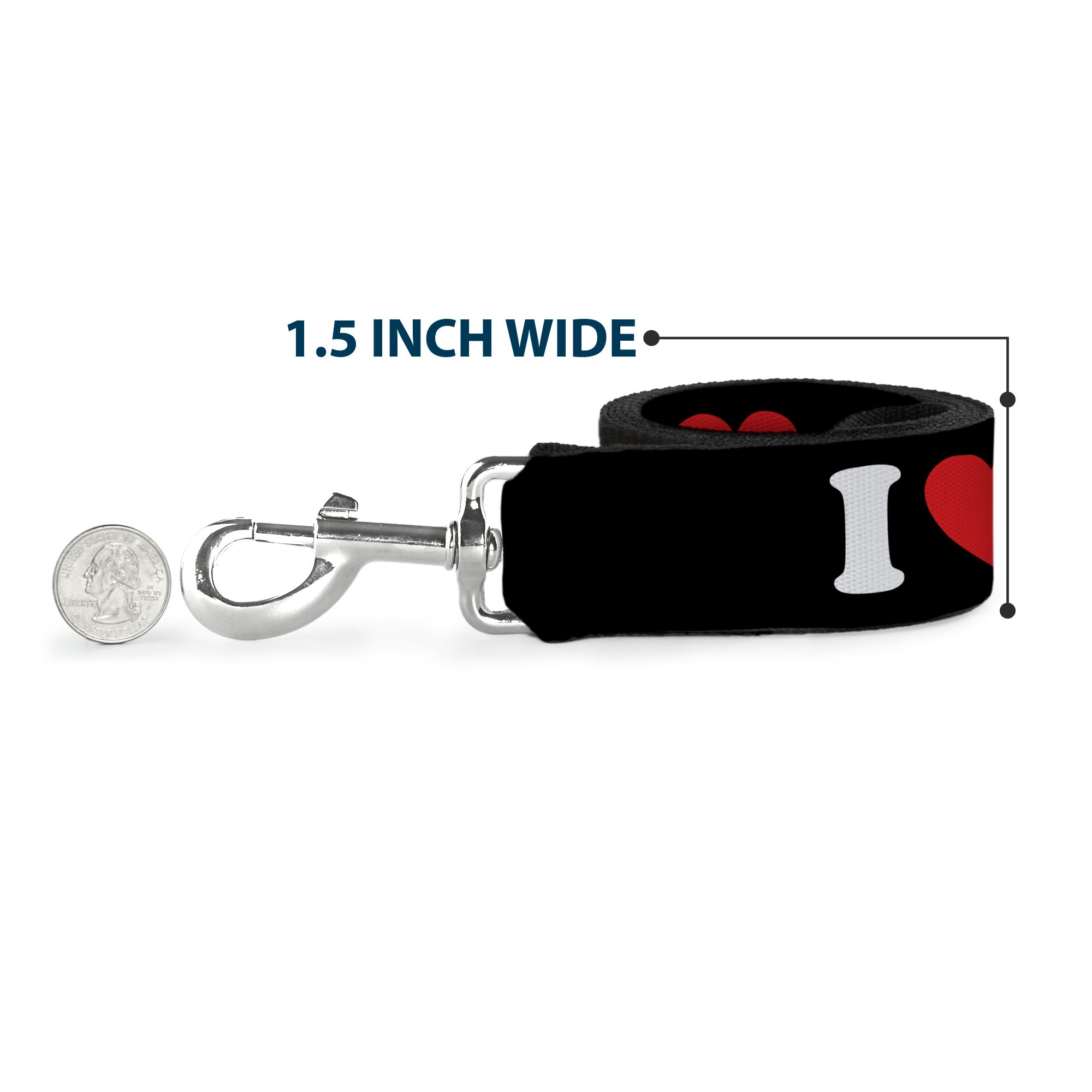 Dog Leash - I "HEART" MILFS Black/White/Red