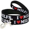Load image into Gallery viewer, Dog Leash - I "HEART" MILFS Black/White/Red
