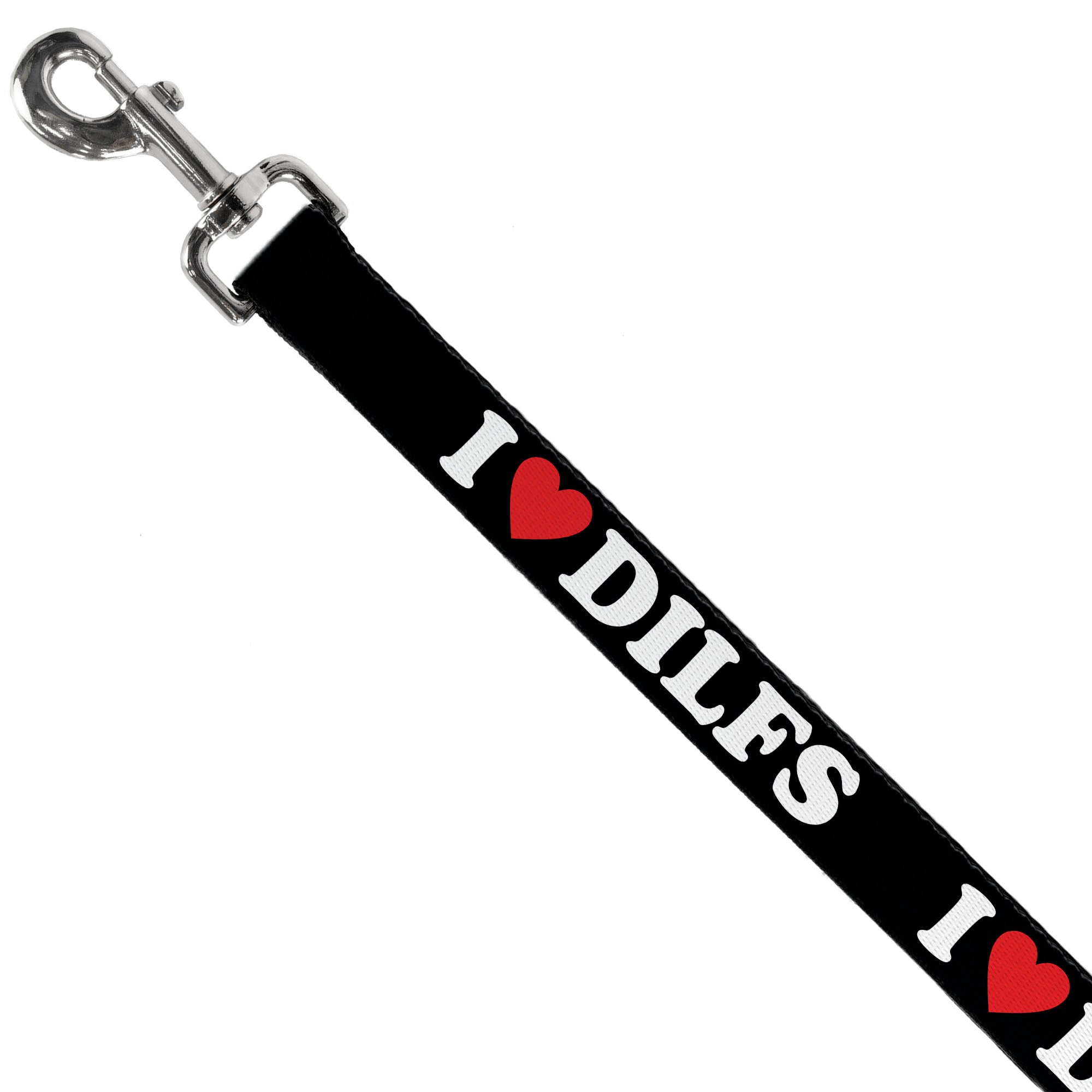Dog Leash - I "HEART" DILFS Black/White/Red