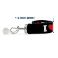 Load image into Gallery viewer, Dog Leash - I "HEART" DILFS Black/White/Red
