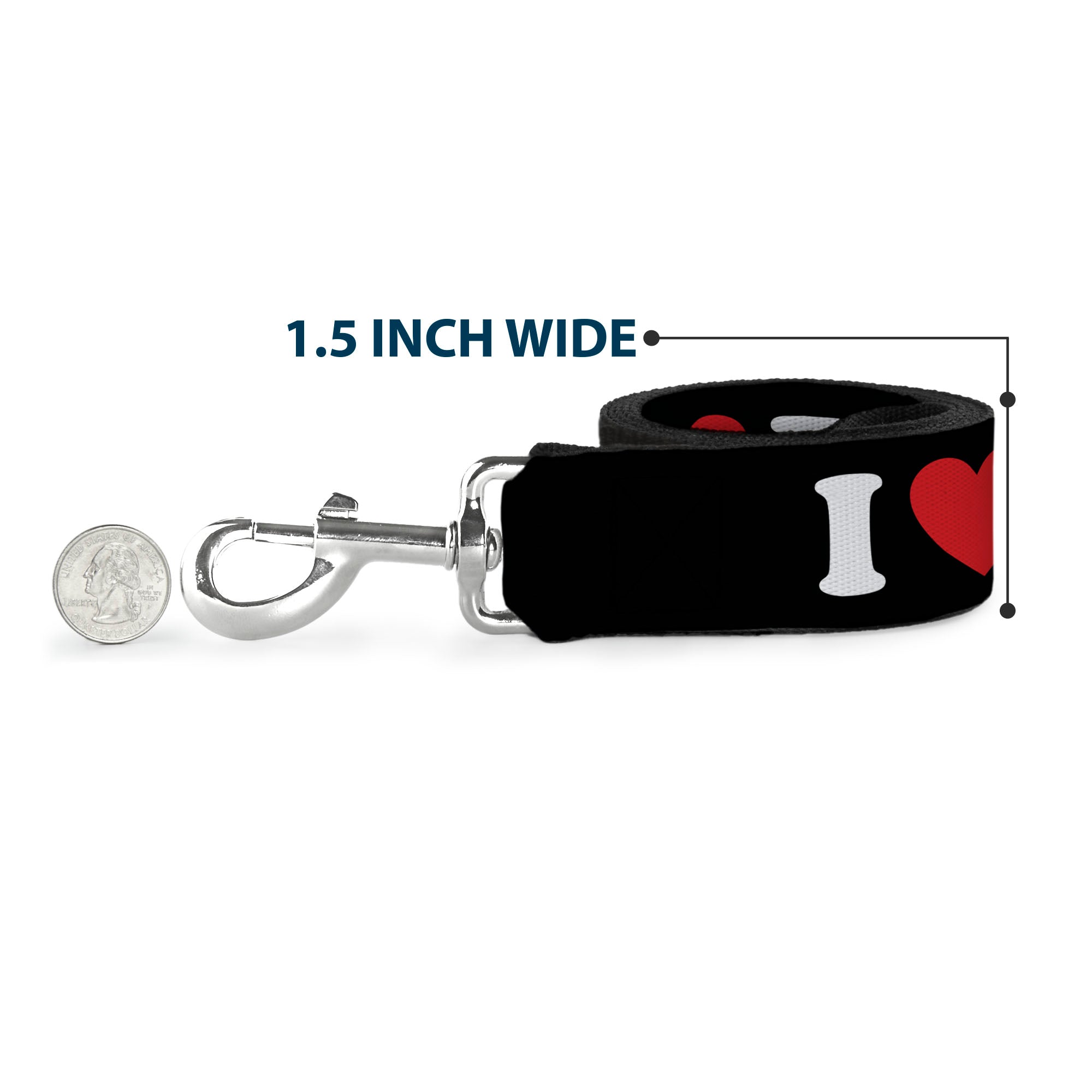 Dog Leash - I "HEART" DILFS Black/White/Red