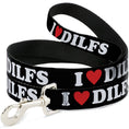 Load image into Gallery viewer, Dog Leash - I "HEART" DILFS Black/White/Red
