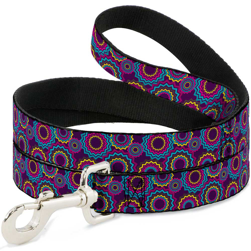 Dog Leash - Jagged Rings Purples/Blues/Yellow