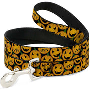 Dog Leash - Jack-o'-Lantern Collage Black