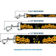 Dog Leash - Jack-o'-Lanterns/Haunted House Black/Yellow