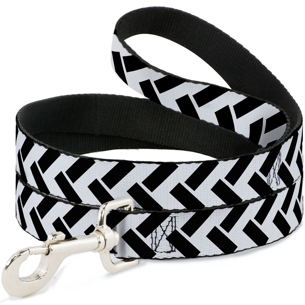 Dog Leash - Jagged Chevron White/Black