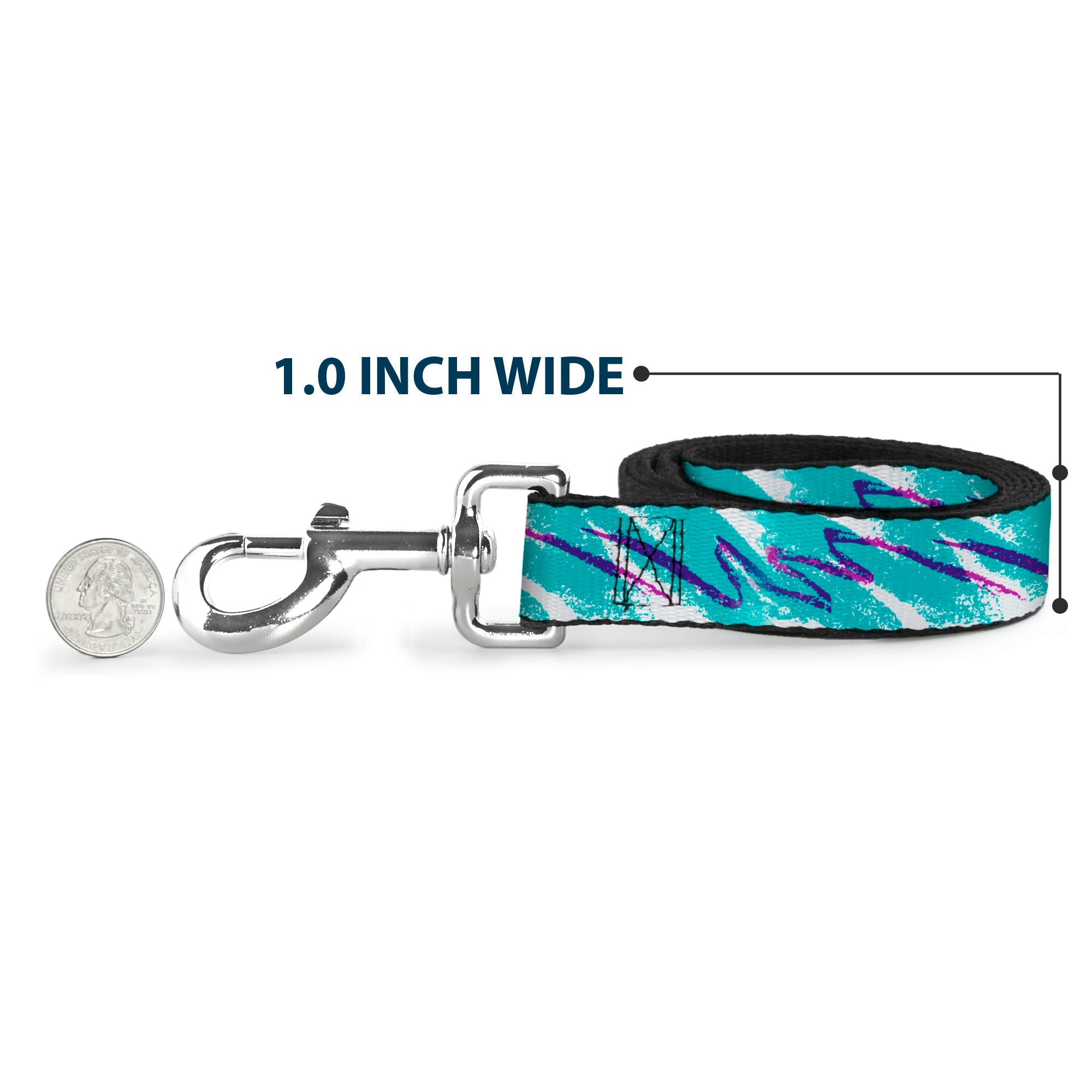 Dog Leash - Jazzy Wave Scribble White/Teal/Purple