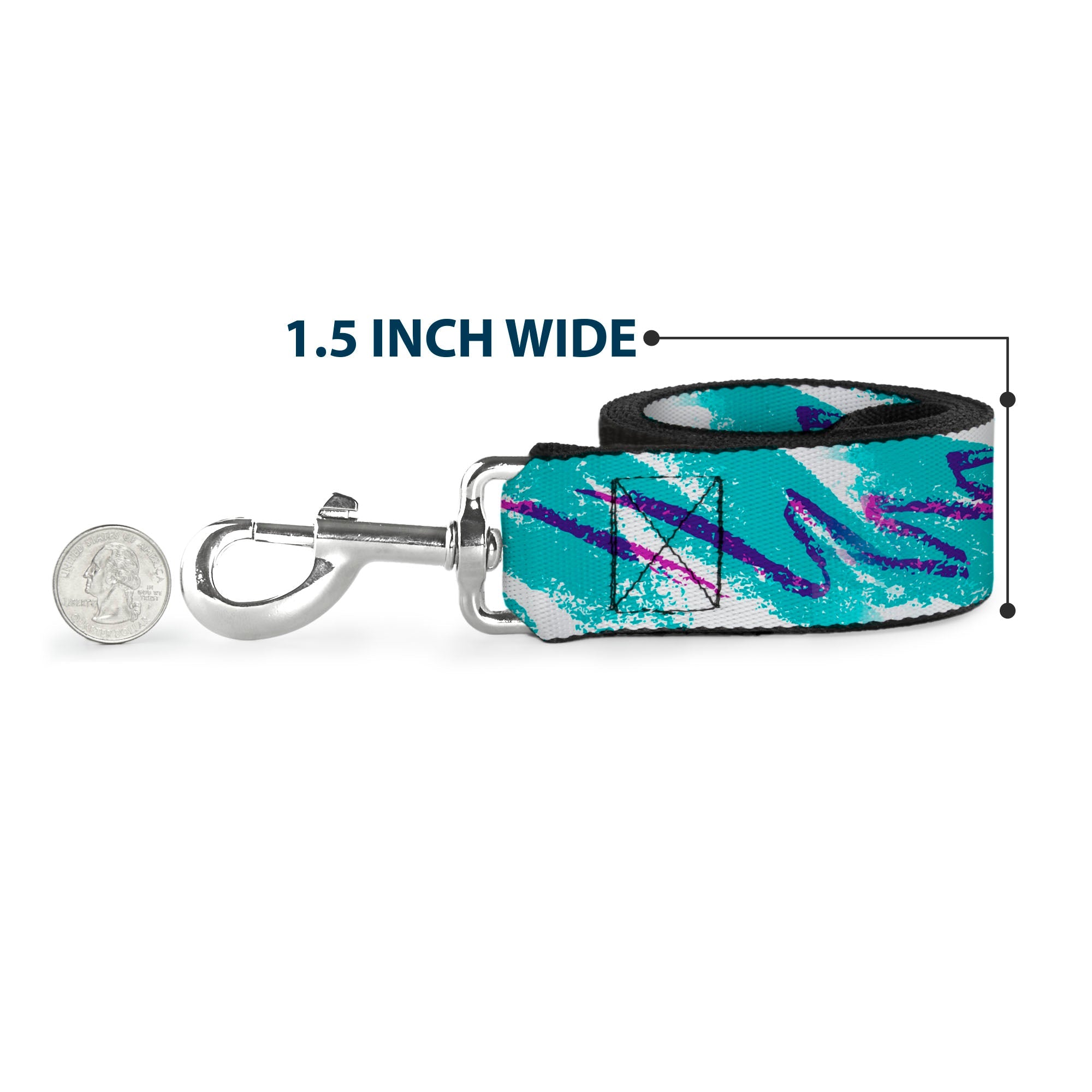 Dog Leash - Jazzy Wave Scribble White/Teal/Purple