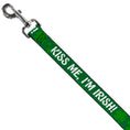 Load image into Gallery viewer, Dog Leash - KISS ME, I'M IRISH! Clovers Green/White
