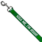 Dog Leash - KISS ME, I'M IRISH! Clovers Green/White