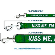 Dog Leash - KISS ME, I'M IRISH! Clovers Green/White