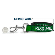 Dog Leash - KISS ME, I'M IRISH! Clovers Green/White