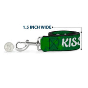 Dog Leash - KISS ME, I'M IRISH! Clovers Green/White