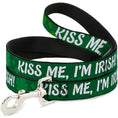 Load image into Gallery viewer, Dog Leash - KISS ME, I'M IRISH! Clovers Green/White
