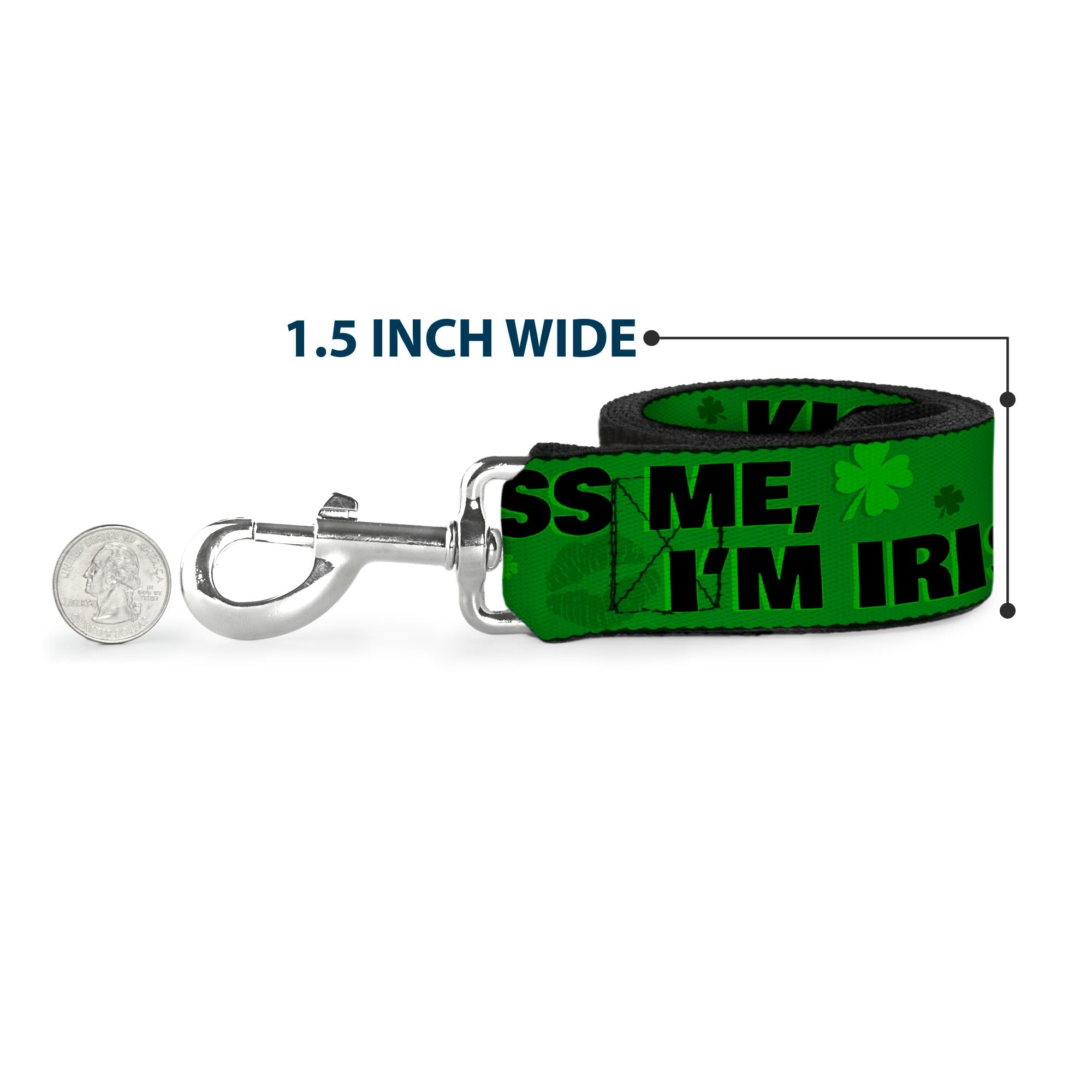 Dog Leash - KISS ME, I'M IRISH! Clovers/Kisses Greens/Black