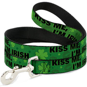 Dog Leash - KISS ME, I'M IRISH! Clovers/Kisses Greens/Black