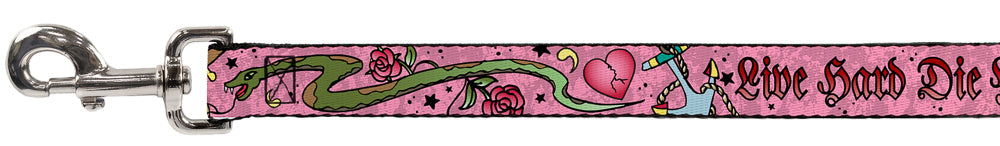 Dog Leash - Live Hard Die Young Pink