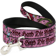 Dog Leash - Live Hard Die Young Pink